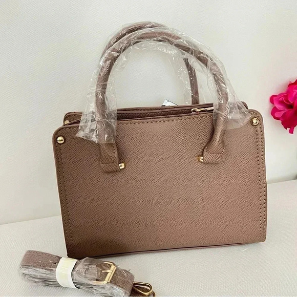 BEBE Kate Satchel Shopper Bag Removable Strap Taupe - Picture 3 of 10